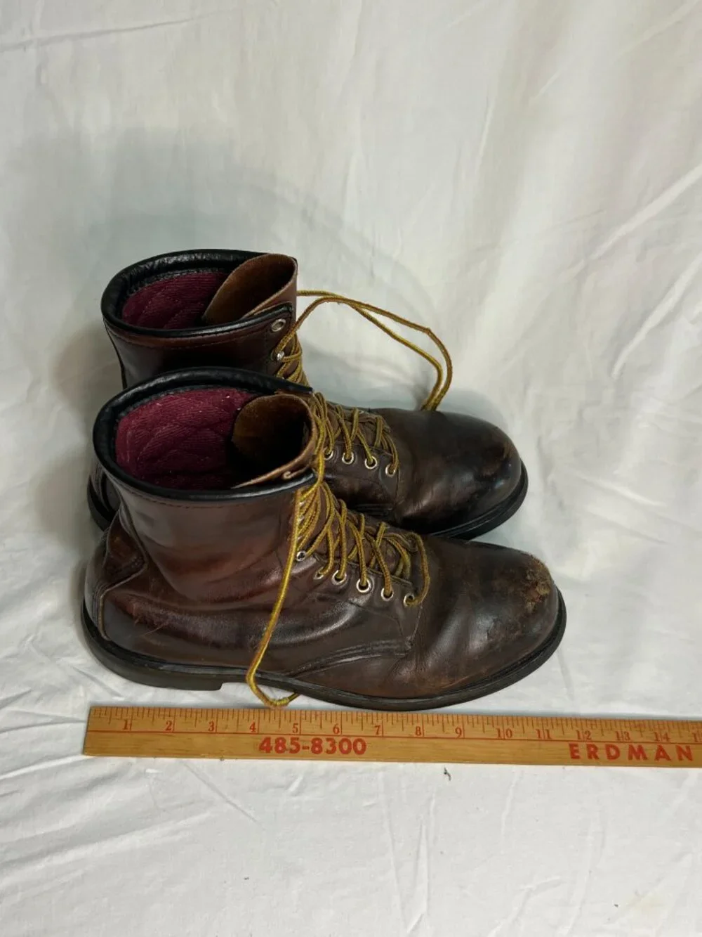 Vintage Red Wing Leather Work Boots Brown USA ANSI Z41 PT91 Men's 11D Made in US